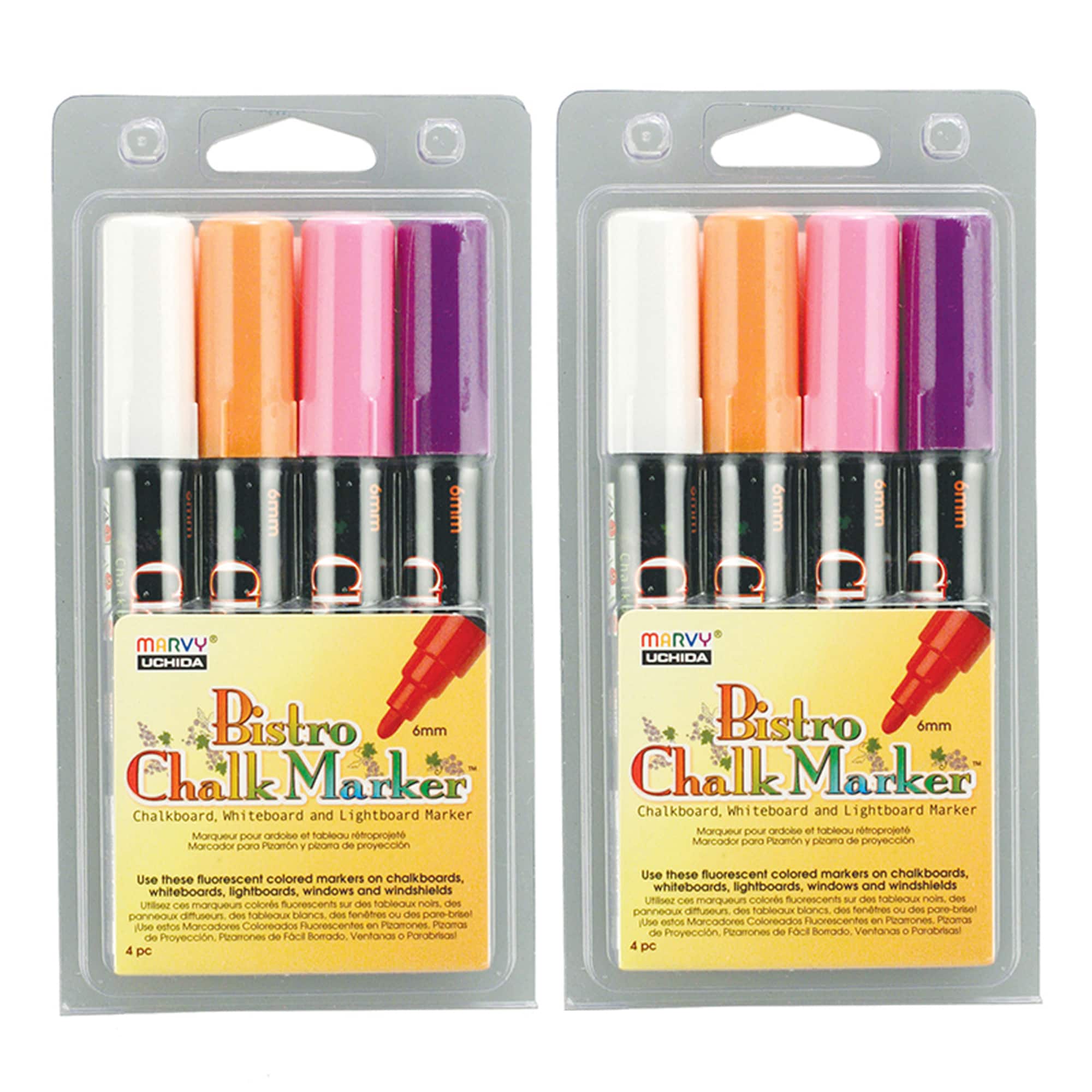 Marvy® Uchida Fluorescent Colors Broad Point Chalk Markers Set, 2ct.